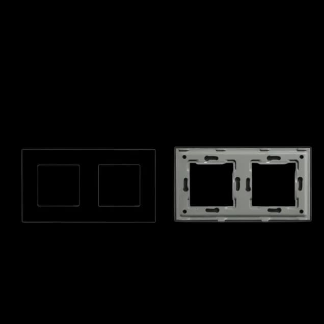 Double Frame Glass Panel with Metal Bracket (Black) VIV-TW-G157.2F-WT