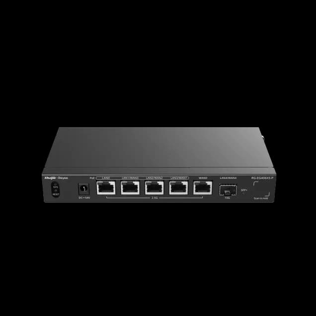 400 Clients 5-Port (4 PoE/PoE+) 2.5G Cloud Managed Router, 1 x 10G Port RG-EG406XS-P