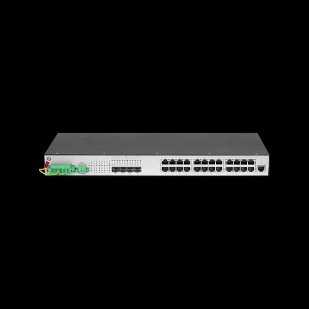 24 PoE ports with 4 SFP uplinks in an industrial switch built for tough environments