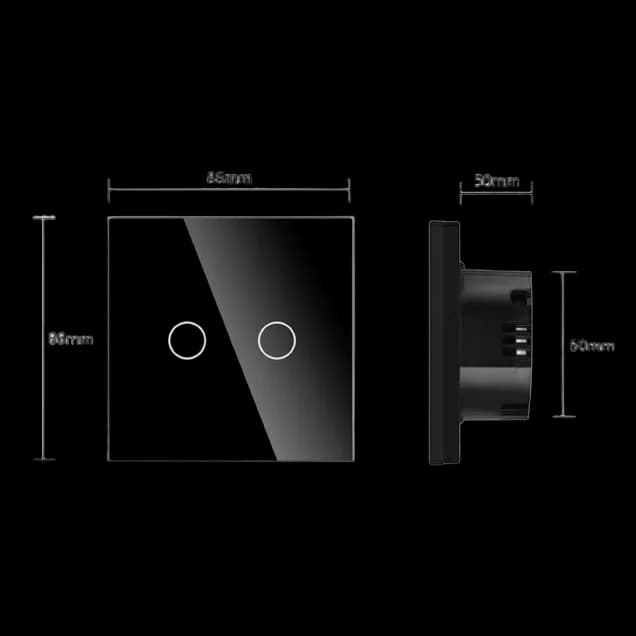 2 Gang Smart Wi-Fi Touch Switch with Neutral (Black) VIV-TW-6WF201N-WT