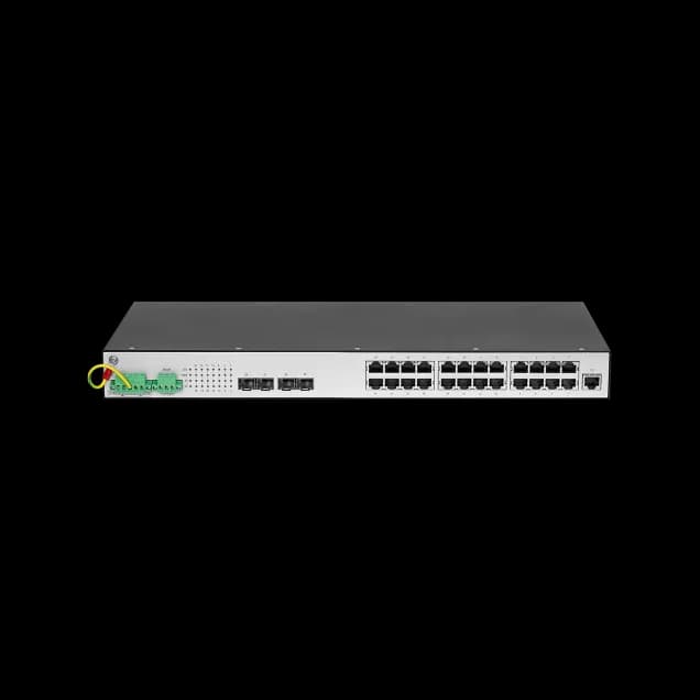 24 RJ45 and 4 SFP ports in an industrial switch built for reliable field networks